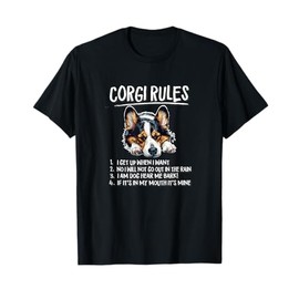 Funny Rules Napping Black Pembroke Tricolor Corgi Lover T-Shirt