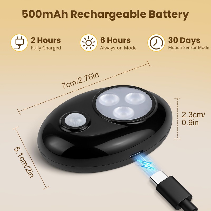LightingWill Motion Sensor Puck Lights, Dimmable Under Cabinet Light, 3