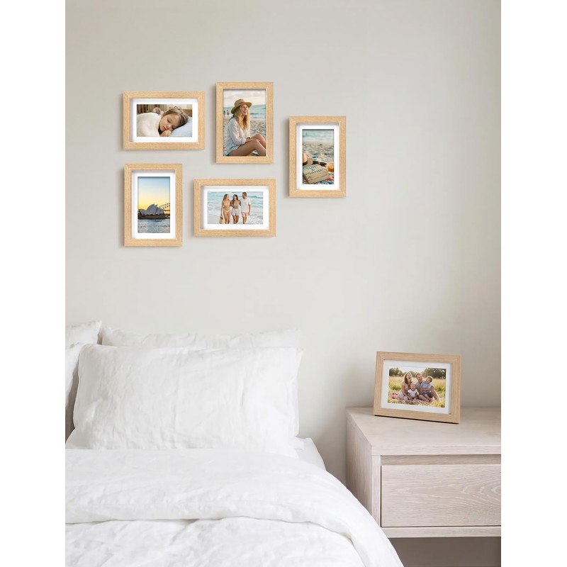 HOUSE DAY 6x4 Photo Frame, Oak Wood Picture Frames Tabletop
