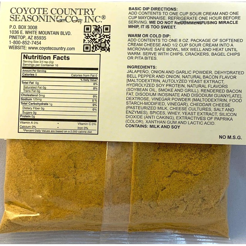 Coyote Country's Bacon Jalapeno Popper Dip Mix (3 Pack)