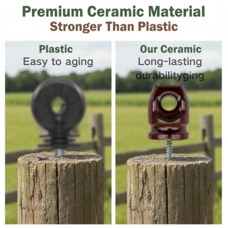 Ceramic Electric Fence Insulators, 20 Pack Heavy Duty Ceramic Insulators