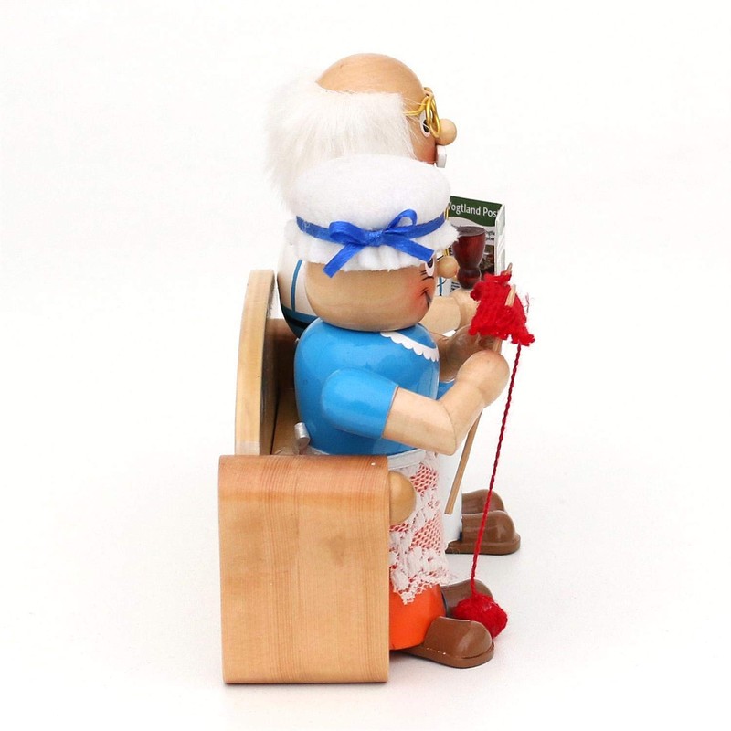 Dekohelden24 Wooden Incense Figurine Grandma and Grandpa on Sofa, Dimensions