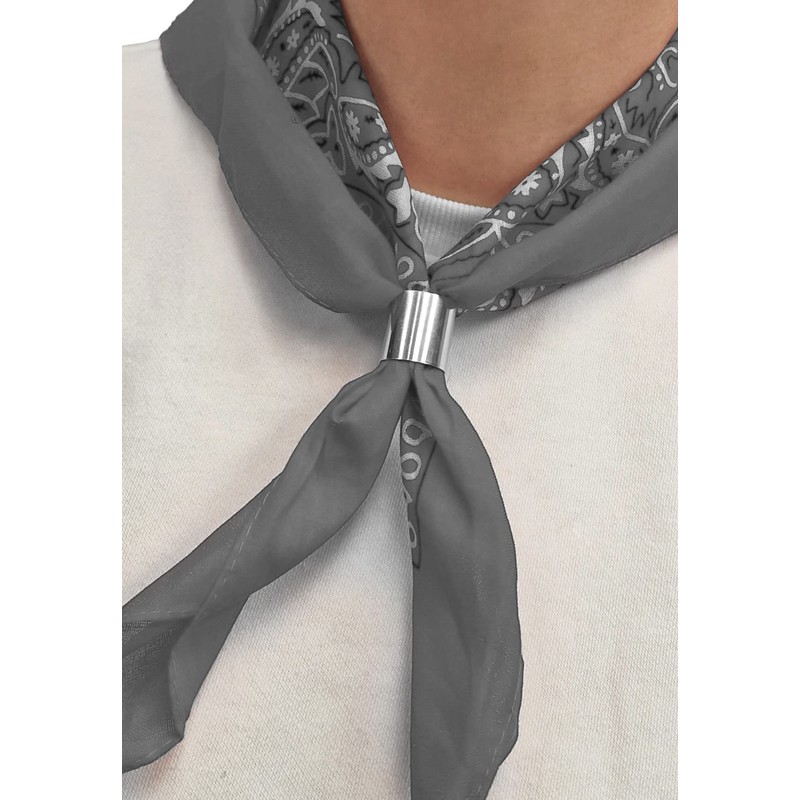 Komonee Tie Neck Ring Loop Clasp Silver Colour With Grey
