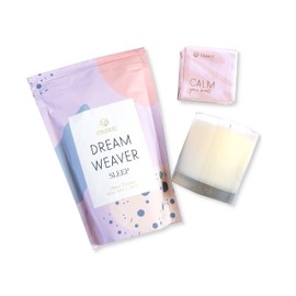 Bucks Liquidation All is Calm Bath Body Gift Set, Calm Bar Soap, Dreamweaver Bath Soak, Amber Vanilla Soy Candle Musee