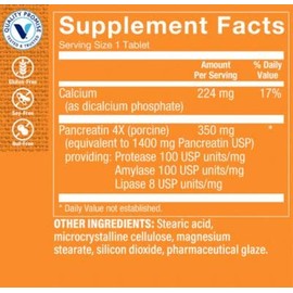 The Vitamin Shoppe Pancreatin 500MG, Natural Digestive Enzyme Supplement, Supports Digestion of Fats, Protein, Carbohydrates (100 Tablets)