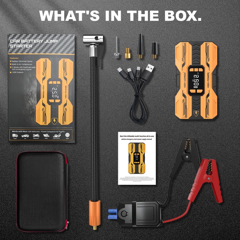Nuynix Jump Starter with Air Compressor, 3000A Portable Car Battery