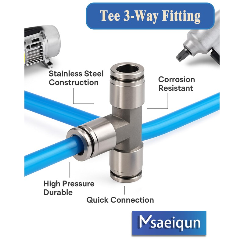 MSAEIQUN 1/4 Inch 304 Stainless Steel Quick Connect Fitting, Push