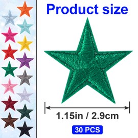 ANCIRS 30 Pcs Star Iron on Patches, 1 Inch Embroidered Hat Patches Iron on, Applique Embellishments Sew on Star Patches for Clothes, Jackets, Crafts, Decoration (15 Colors)