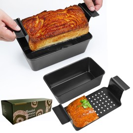 Barlket 4 Pack Meatloaf Pan with Drain Tray, Non Stick Meat Loaf Pan with Drip Tray, 9x5 Inch Meat Loaf Pan with Insert Easy Removal Perforated, Bakeware Pan for Oven Baking Bread and Roasting Meat