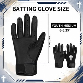 JenPen 1 Pair Christian Youth Batting Gloves 6.5 Inch Religious, Black