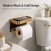 Aluminum Toilet Paper Holder with Shelf – No-Drill Black Gold