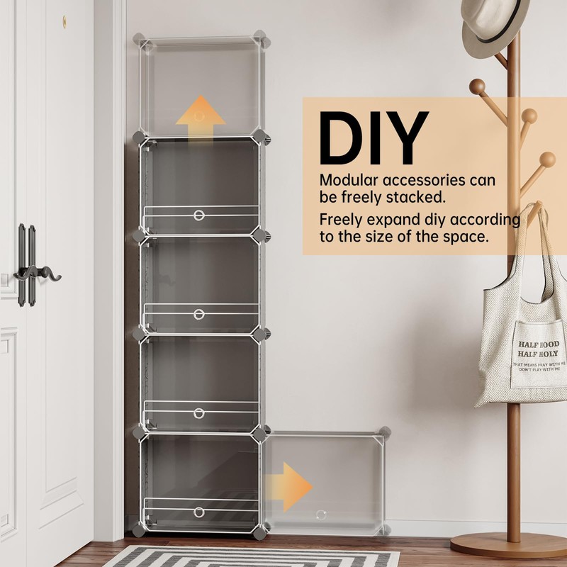 MAGINELS 6 Tier Shoe Rack Organizer with Cover, Slim Shoe