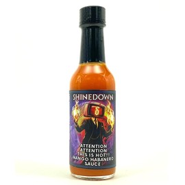 Shinedown Mango Habanero Hot Sauce aka Attention, Attention, This is Hot! 5oz Heat Level 5 - Torchbearer Sauces All Natural, Extract-Free, Made in USA