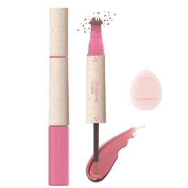 Freckle Blush Pen,Stamp Freckle Pen,2-In-1 Natural Light Brown Freckles Stamp&Soft Pink Liquid B-lush,Waterproof,Long-Lasting,Natural Looking Color,Liquid Blush For Cheeks,Fake Freck Makeup,Quick Dry