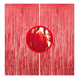 2 Pack Foil Fringe Backdrop red streamers birthday bachelor prom disco holiday party streamers decorations fringe backdrop