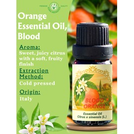 Orange Essential Oil, Blood – 100% Pure, Cold Pressed – 0.33 FL OZ / 10 ML