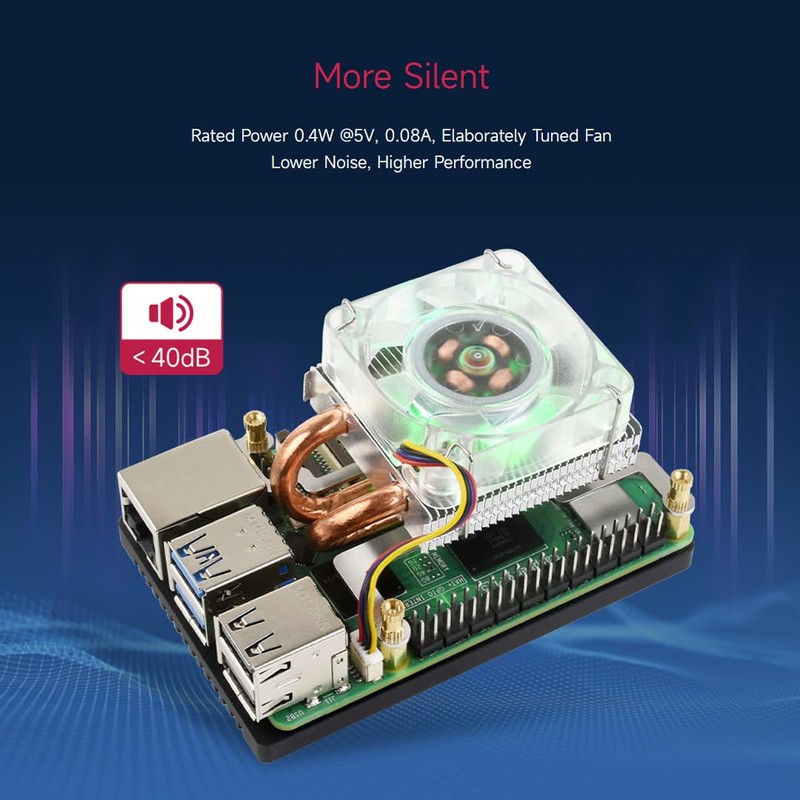 Waveshare Low-Profile ICE Tower CPU Cooling Fan, Compatible with Raspberry