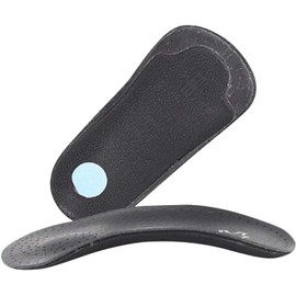 Leather arch half pad, flat foot insole, arch foot insole, male and female invisible anti slip half pad (Black, 41-42)