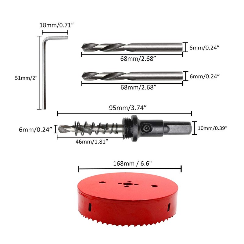 Hordion 168mm 6 5/8 inch Hole Saw, Heavy Duty Bi-Metal