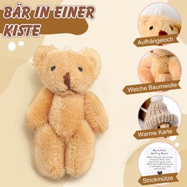 Pocket Hug Positive Mini Teddy Bear, Bear in a Box, Mini Plush Figures, Funny Teddy Bear Doll, Worry Bear Hug in a Box, Small Animal with Inspirational Card for Women, Baby Shower, Friends