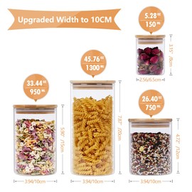 Xtulina 950ML Glass Kitchen Storage Jars, Airtight Storage Containers with Wooden Lid