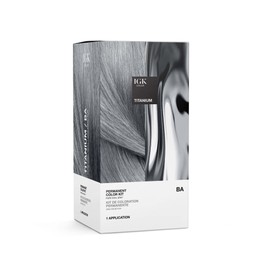 IGK Permanent Hair Color Kit | BA Titanium - Pure Cool Gray | 100% Gray Color Coverage + Strengthen + Shine | Ammonia Free
