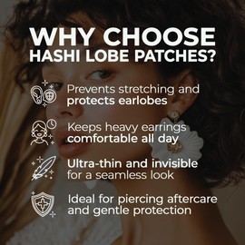 HA SHI Lobe Support Patches – Invisible Ear Lobe Protectors for Pierced Ears – Prevents Stretching & Tearing – Comfortable, Hypoallergenic & Latex-Free – 120 Patches