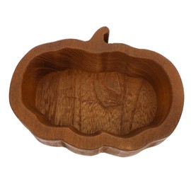 DECHOUS Pumpkin Shaped Wooden Bowl Rustic Serving Container for Salad Fruit and Desserts Easy Maintenance for Home Entertaining and Daily Use