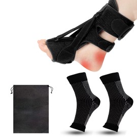 Roinaid Achilles Tendon Bandage Plantar Fasciitis Bandage Comes with 1 Fasciitis Sock and Drawstring Bag Suitable for Achilles Tendonitis Foot Lift Weakness Arch and Foot Problems (Black)