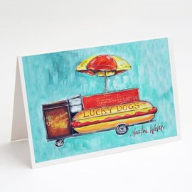 Caroline's Treasures Lucky Dog for Me Greeting Cards Pack of 8 Blank Cards with Envelopes Whimsical A7 Size 5x7 Blank Note Cards