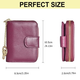 Beurlike Women's RFID Credit Card Wallet Organizer Case Leather Ladies Small Security Card Holder(20 PVC/Key Ring) - Purple