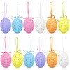 12Pcs Easter Eggs Decorations Hanging Ornaments Colorful for Easter Basket Tree Decor Party Favors Supplies Home