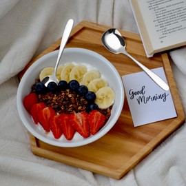 Large Square Head Spoons, 4 Pieces Stainless Steel Serving Spoons Long Handle Ramen Spoon Metal Shovel Rice Spoons Asian Soup Soup Serving Spoons for Home Kitchen Buffet Dessert Party Supplies, Silver