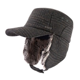 XXL 2XL Winter Trapper Hat Baseball Cap for Large Big Head Men Women with Faux Fur Earflaps Quilted Lined Ear Protection Cold Weather Army Green