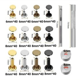 480 Uds Juego de Remaches de Doble Tapa Tachuelas de Metal con Herramienta Perforadora para Manualidades de Cuero Reparación de Zapatos Encuadernación de Ropa