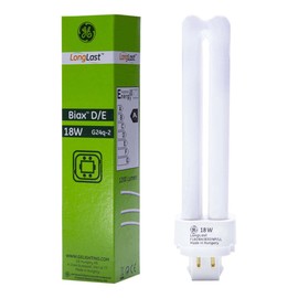 GE Lighting 12866 Quad Plug-in Dimmable Compact Fluorescent Bulb A With Energy Rating 1200 Lumens 12866, 18 W, White