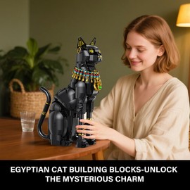 CUBIMANA Egyptian Pharaoh Cat Building Set - Animal Black Cat Building Blocks Toy for Adults DIY Crafts Project Egyptian Cat Model for Home Office Decor, Gift for Women Teens Kids Ages 10+ (1274PCS)