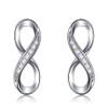 PEARLOVE 925 Sterling Silver Stud Earrings, White Gold Plated Cubic