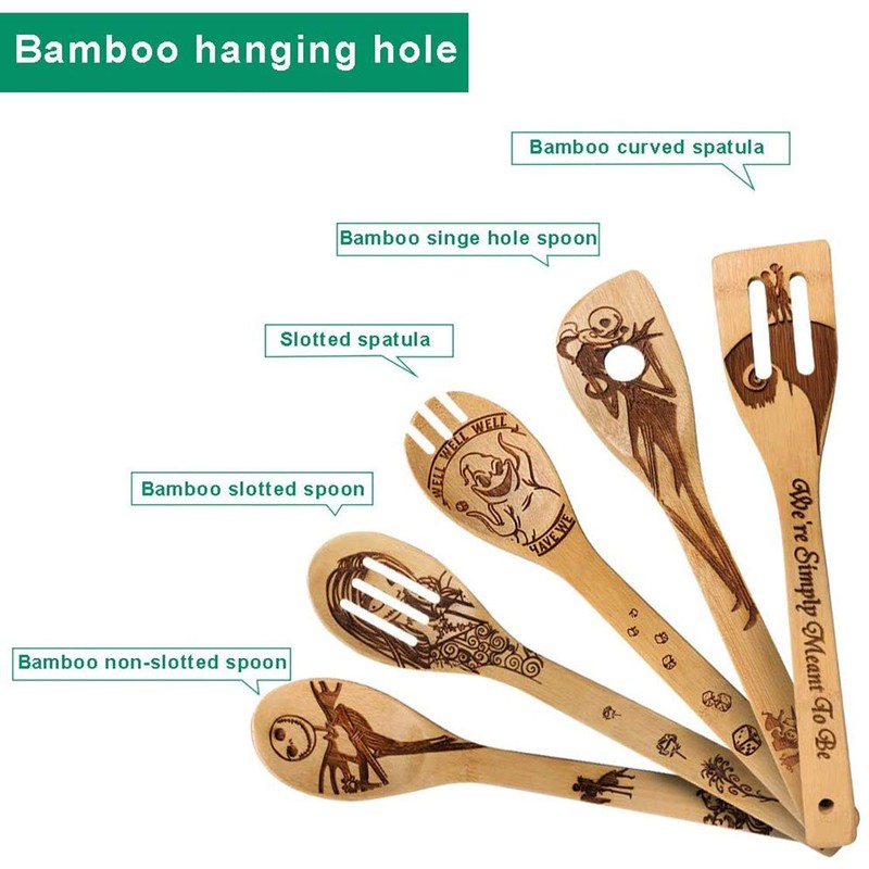 Nightmare Before Christmas Wooden Spoons Set Bamboo Cooking Utensils Set