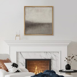 SIGNFORD Framed Canvas Print Wall Art Abstract Monochrome Gradient Neutral Tones Illustrations Modern Art Relax/Calm Warm for Living Room, Bedroom, Office - 24"x24" Natural