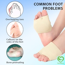 TerraSure Manga Metatarsiana con Almohadillas de Gel - 4 Piezas - Alivio Del Dolor En La Bola Del Pie, Gel Suave En El Interior, Ayuda A La Metatarsalgia, Mortons, Neuroma, Ampollas de Callos, Pies Di