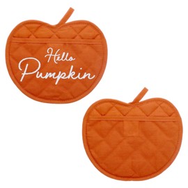 CLRA Orange Pumpkin Shaped Oven Mitt 2 Pk Fall Oven Mitt Set Autumn Oven Mitts Cute Fall Kitchen Pumpkin Fall Kitchen Decor Oven Mitts w Bonus Aolani Gift.