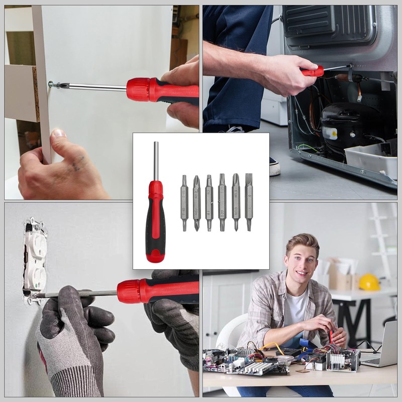 13-in-1 Ratcheting Screwdriver | Multi-Bit Storage | Retractable Cartridge |