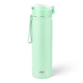 BuildLife 720ML Insulated Water Bottle with Straw,Leak Proof Double Walled Stainless Steel Metal Sports Water Bottles, BPA Free,Dishwasher Safe,Drinking Bottle for Travel,School,Gym (Green)