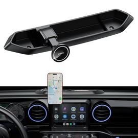 Magnetic Phone Mount for 2018 2019 2020 2021 2022 2023 Jeep Wrangler JL JLU & Gladiator JT, Phone Holder Dash Tray System Kit with Scratch-Free Silicone Base, No-Rattle Design, Not for 4xe (Carbon)