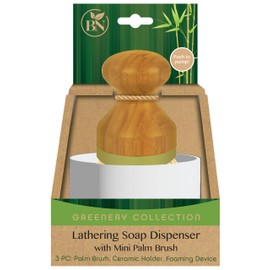 Bamboo Natural Greener Lathering Soap Dispenser with Mini Palm Brush