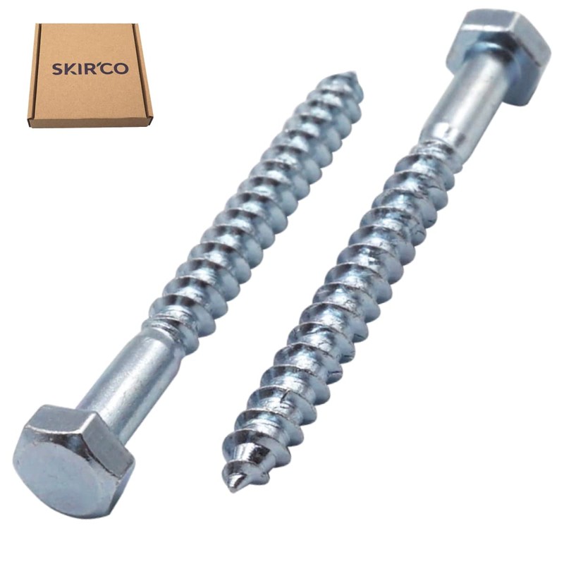 SKIR'CO (50 pcs) DIN 571 Zinc Plated Steel Hexagon Wood