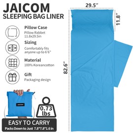 JAICOM Sleeping Bag Liner Ultralight - Travel Sheets for Hotel, Portable & Comfortable & Quick-Drying Adult Sleep Sack for Camping, Business Trips, Traveling, Hostel