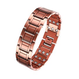 3X Magnetic Bracelet Soild 99.99% Copper Wristband Ultra Strength Magnets (3500 Gauss) for Man's Wristband Valentine's Day Gift Adjustable Size Tool & Storage Bag