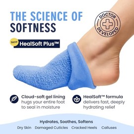 Dr. Frederick's Original Calcetines de gel hidratante para hombres y mujeres, pies secos y tratamiento de talón agrietado, forro de gel para pies comp